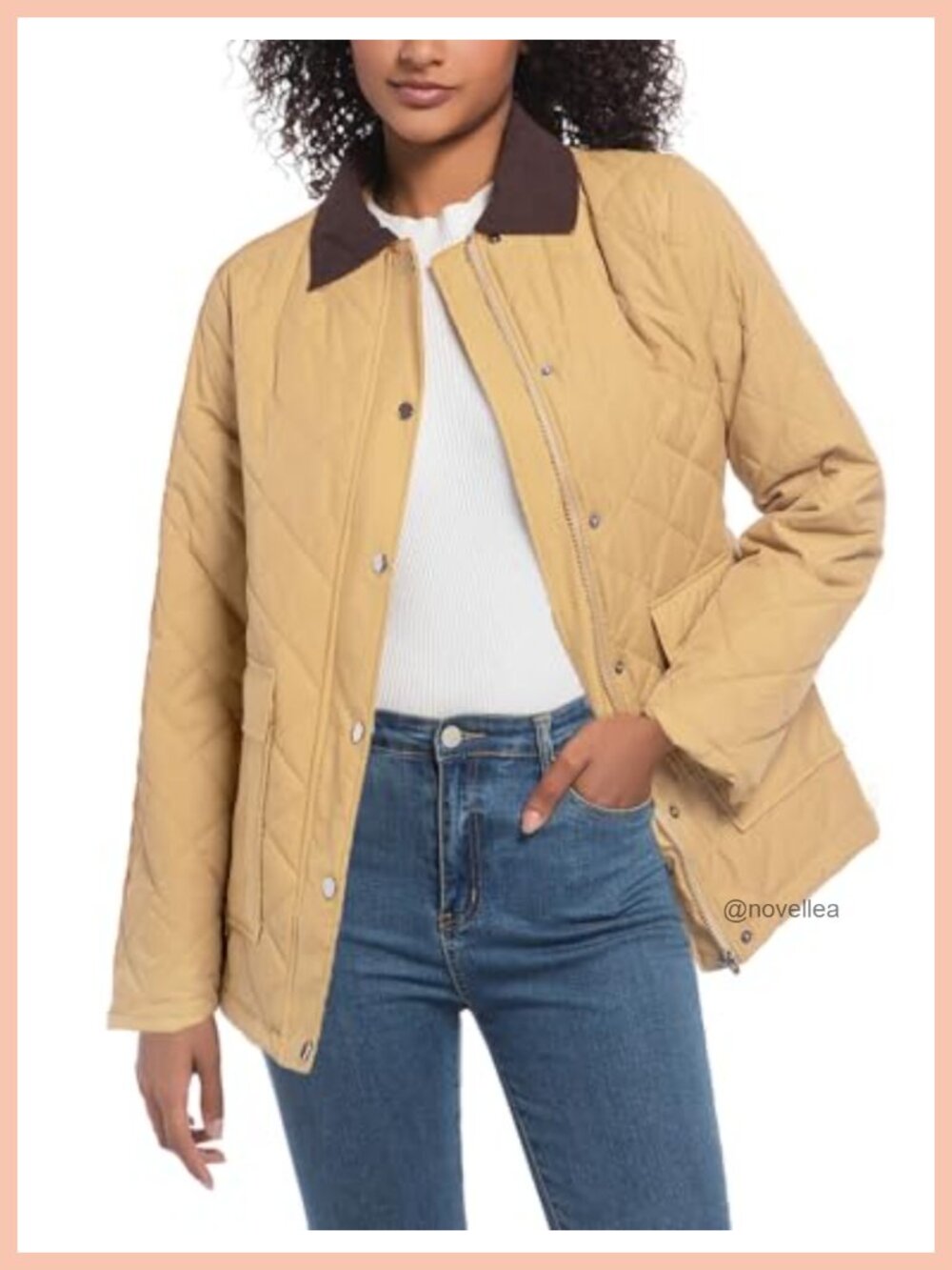 Quilted Puffer Barn Jacket Corduroy Collar Zip Snap Pockets Lightweight